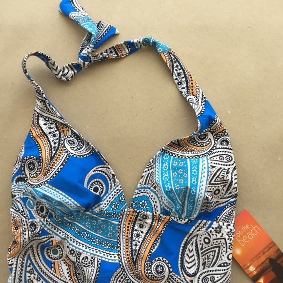 One Piece Swimsuit Halter Blue Paisley Sz 10 - Picture 6 of 8